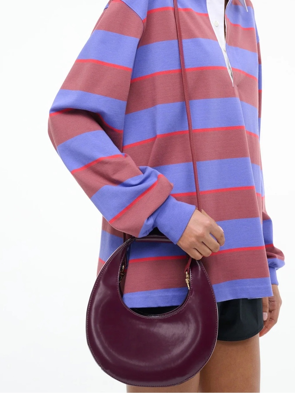 NWT Staud Mini Moon Purse in Syrah Burgundy Leather, Crossbody Bag , brand NEW - Picture 12 of 16